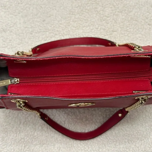 Michael Kors Red Tote Bag with Gold Accents - Picture 11 of 14